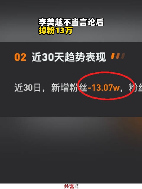 李美越骂粉丝不正常后掉粉13万