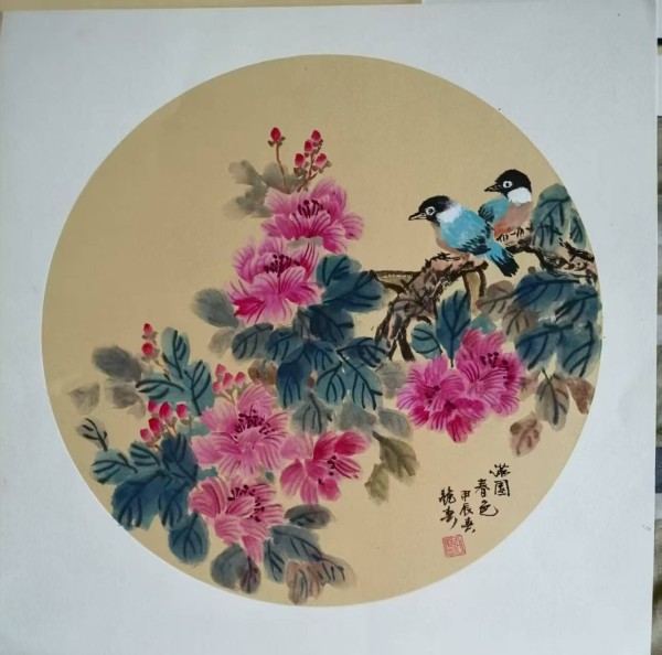 谷艳春《春色满园》：花鸟相契，晕染春景情长