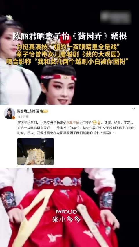 陈丽君晒章子怡酱园弄票根陈丽君赞章子怡一双眼里全是戏