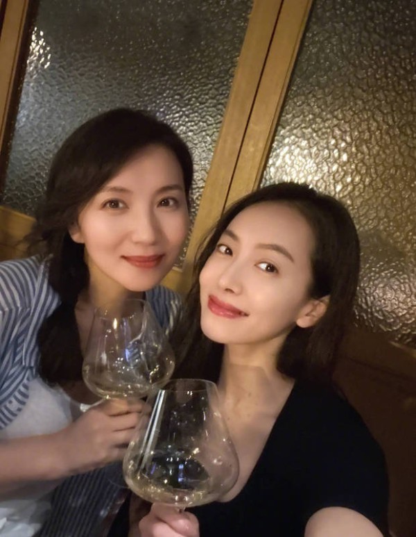陈好与宋茜举杯合影，二人笑容灿烂关系超好！