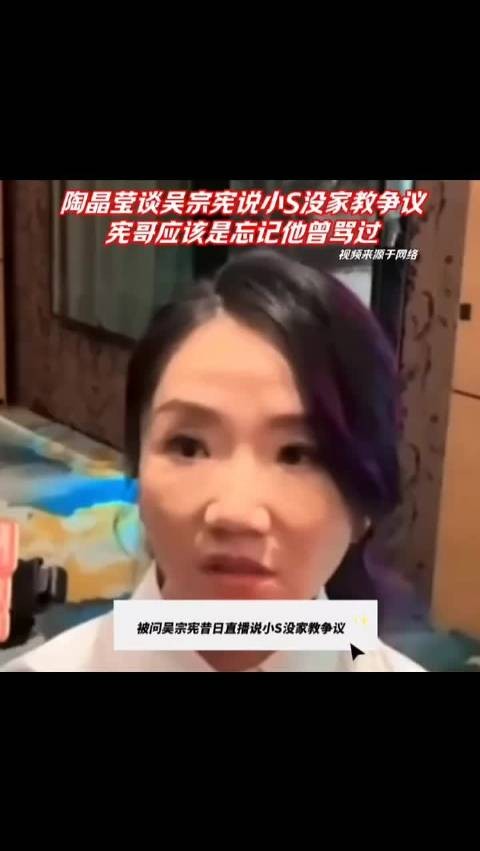 陶晶莹谈吴宗宪说小S没家教争议：宪哥应该是忘记他曾骂过！