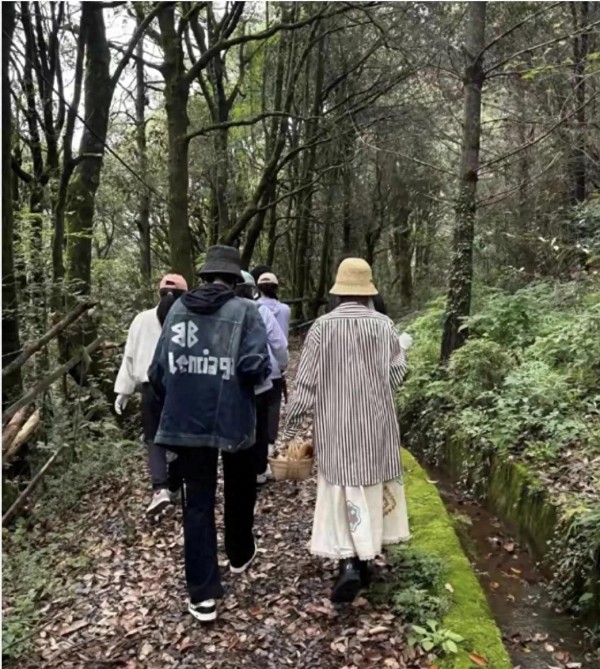 37岁唐艺昕去云南“捡菌子”，站在屋顶拍照，豹纹裤子暴露了衣品
