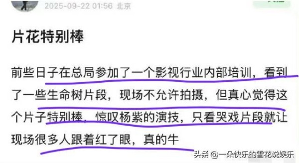 又有人夸奖杨紫台词啦！羡慕看过杨紫《生命树》先导片的网友！