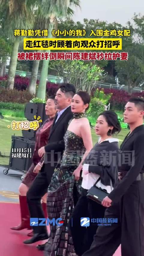 蒋勤勤入围金鸡女配走红毯绊倒,陈建斌秒护妻