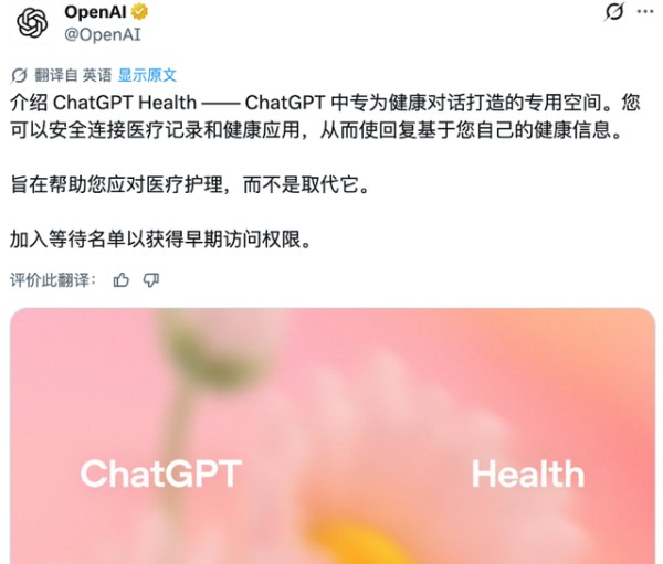 健康AI赛道实火!ChatGPT要做美国版蚂蚁阿福?