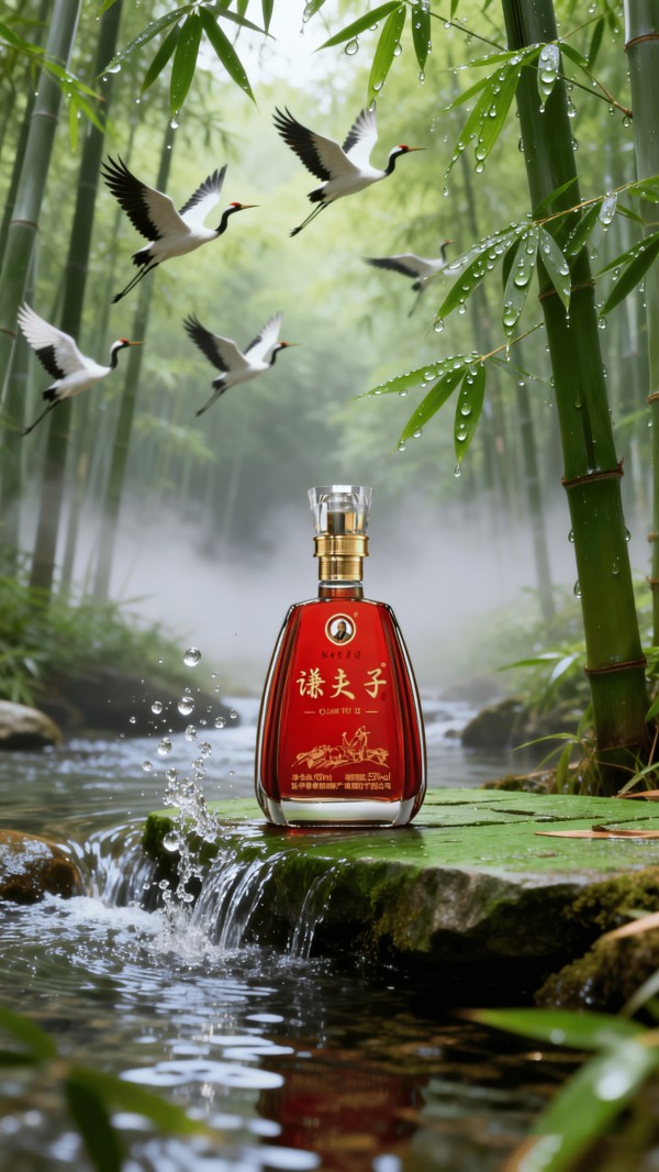 jimeng-2026-01-07-1451-原创高清图片,给我生成一个仙境的背景,把这个酒融入进去,每组图片不要重复._0.png