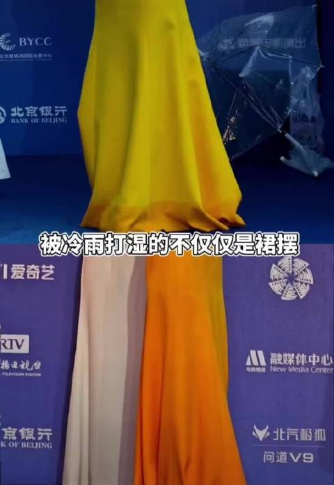 北影节主持人雨中坚持主持，裙子变色仍敬业完成