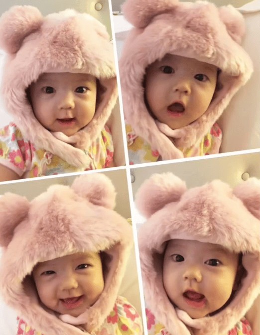 张梓琳晒出女儿小时候的照片。