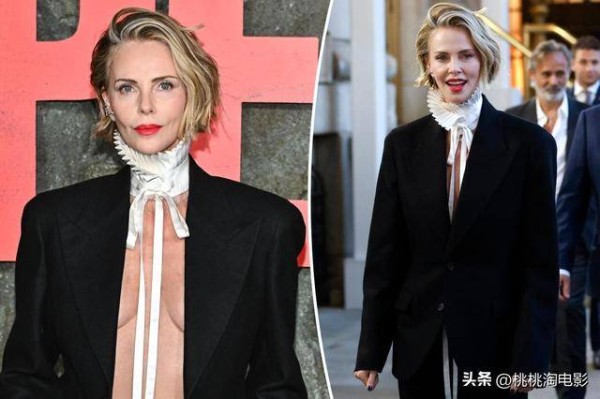 真空上阵走红毯：查理兹·塞隆这一身西装，美得有点狠！