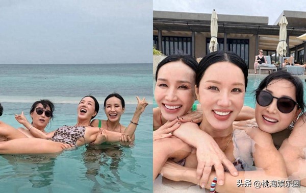 这是57岁？严正化带家人度假身材惹火，被赞母女三人共用一张脸