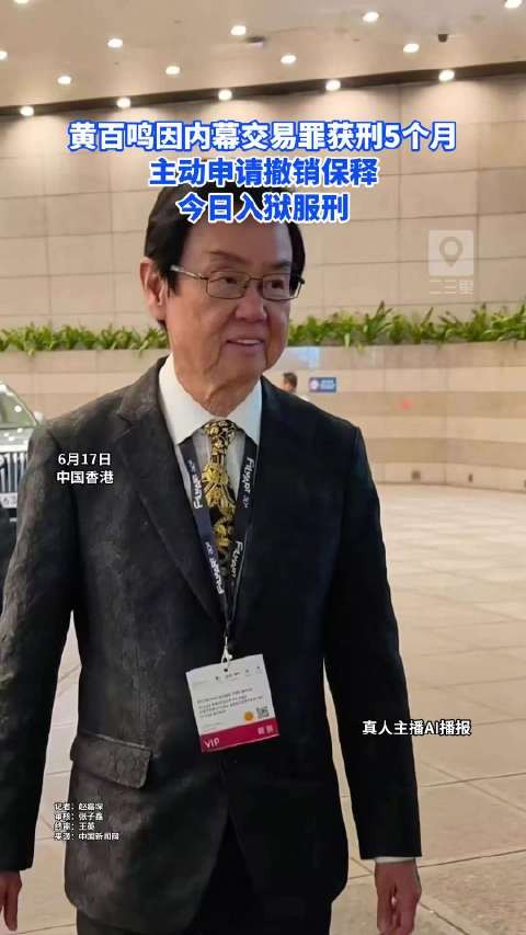 黄百鸣撤销保释入狱服刑