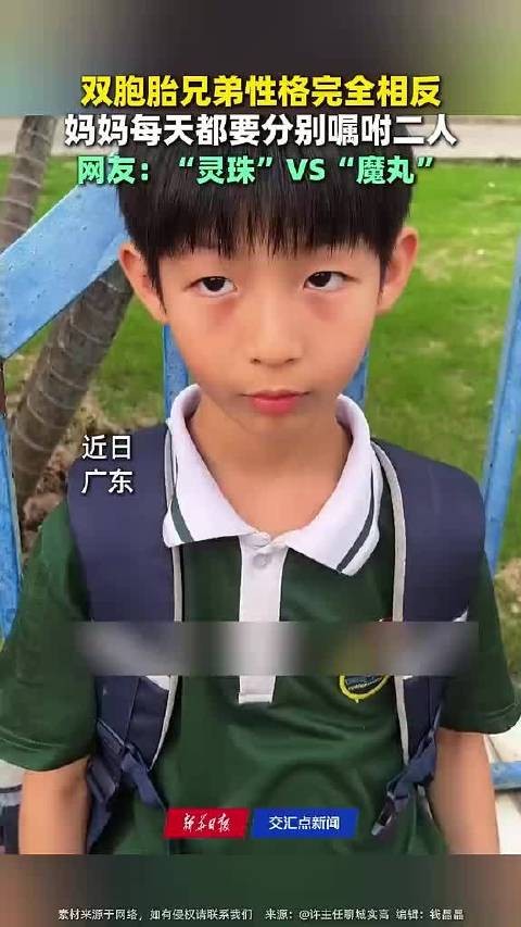 妈妈嘱咐双胞胎一个别惹事一个别怂 网友：现实版“灵珠VS魔丸”