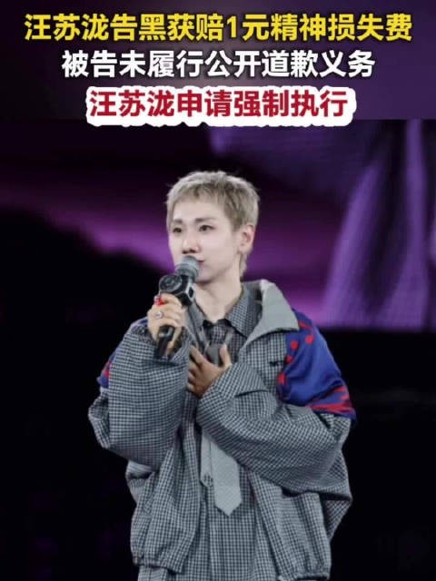 汪苏泷告黑胜诉获赔1元,申请强制执行