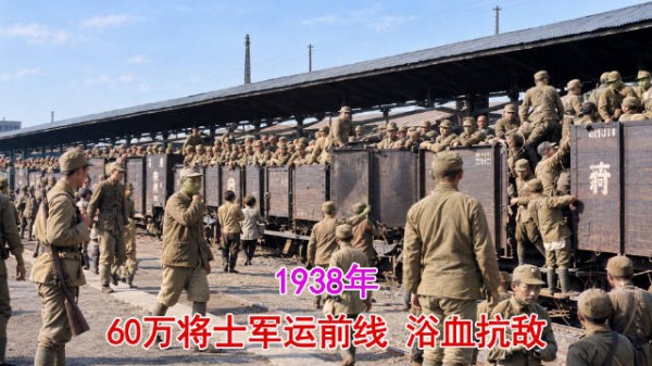 1938年录像:60万将士军运前线浴血抗敌,一列列军列载着民族希望