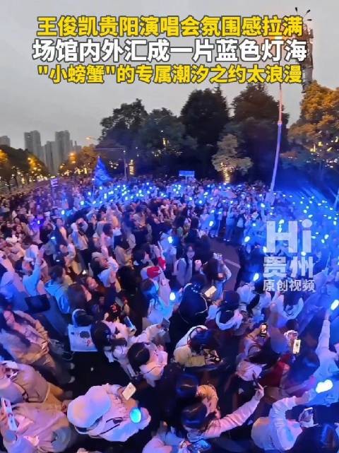 王俊凯贵阳演唱会场馆内外汇成蓝色灯海